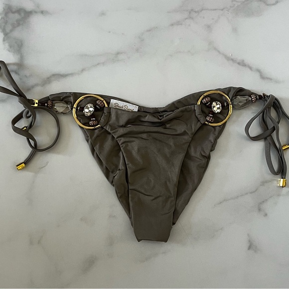 Beach Bunny *RARE* Ticket to Paradise Jeweled Bikini Set in Taupe - Picture 3 of 14
